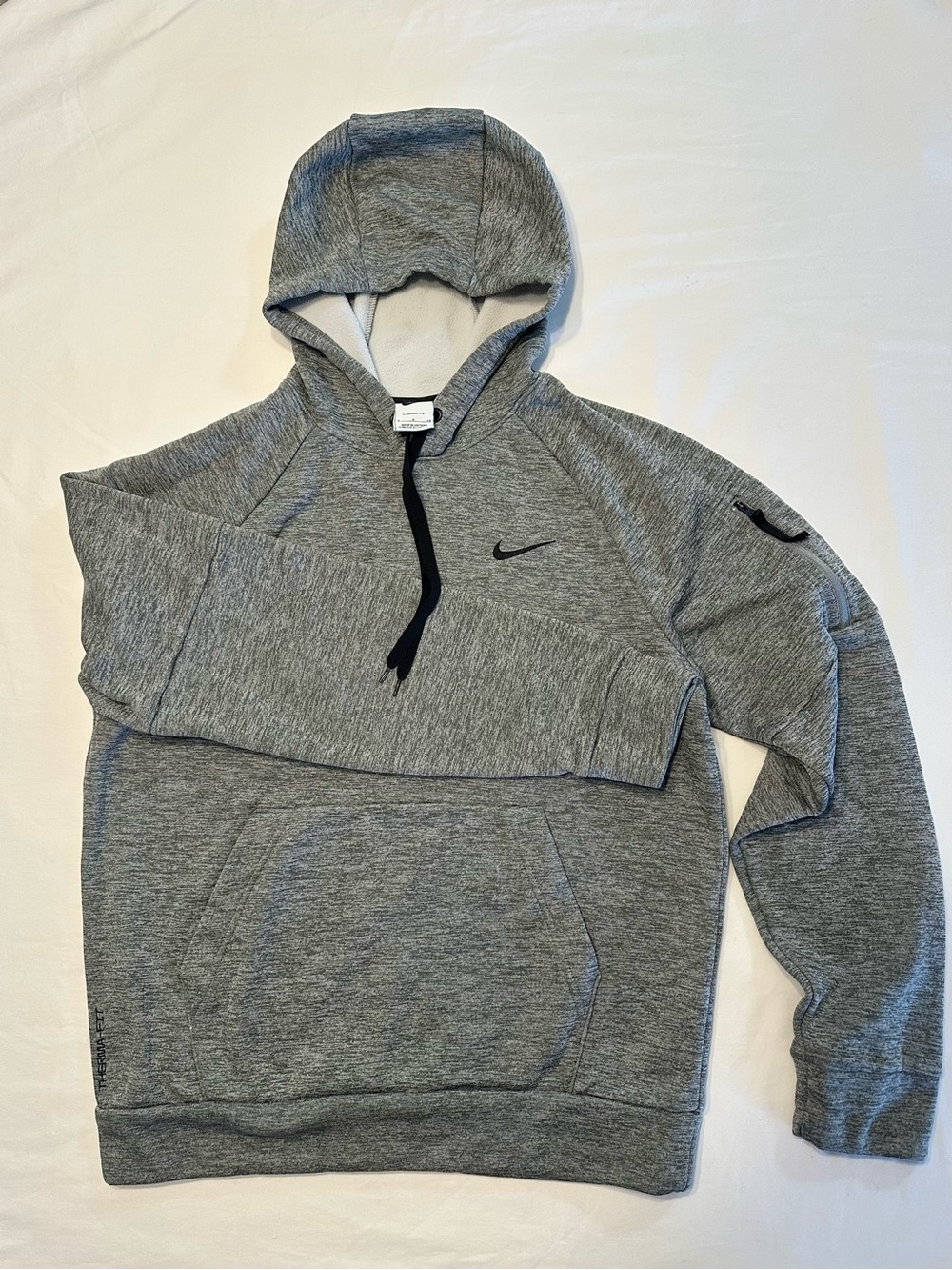 Nike Heather Gray Pullover Hoodie with Black Drawstring